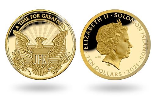 от имени Соломоновых Островов отчеканена золотая монета в память об инаугурации Джона Ф. Кеннеди
